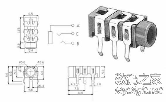 送m币 福特车机cd1053尾线定义接线图 aux音频线连接方法,高清图片
