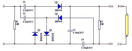 一种倍压整流式电子镇流器电路图