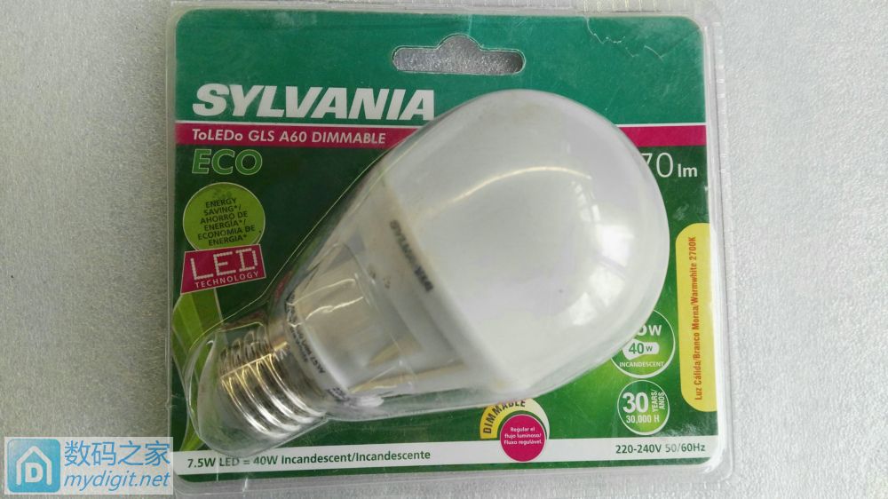SYLVANIA ToLEDO GLS A60 DIMMABLE 7.5W可调光球泡灯拆解评测 SYLVANIA ToLEDO GLS A60 DIMMABLE 7.5W可调光球泡灯拆解评测