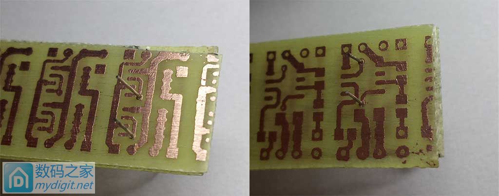 第一次尝试做热转印PCB,还算成功。 第一次尝试做热转印PCB,还算成功。