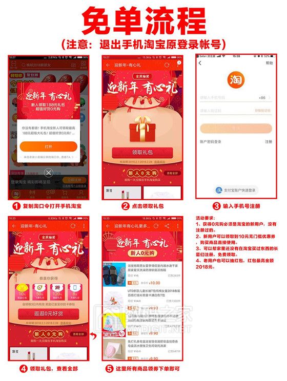 188元红包福利+0元购,淘宝新用户,老用户分享