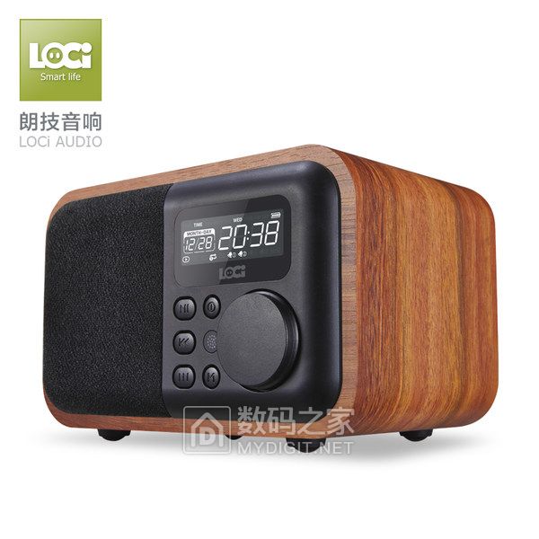 朗技 D90复古收音机木质蓝牙音箱便携式迷你插卡充电闹钟U盘音响